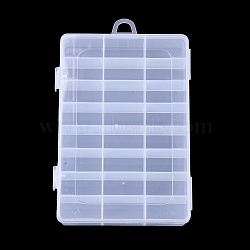 Plastic Bead Storage Containers, 24 Compartments, Rectangle, Clear, 19.5x13x3.6cm, Hole: 10x15.5mm, Compartment: 22x41mm(CON-Q031-01)