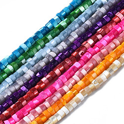 Natural Trochus Shell Beads Strands, Dyed, Flat Round/Disc, Heishi Beads, Mixed Color, 4x2mm, Hole: 0.8mm, about 154~160pcs/strand, 14.96~15.75 inch(38~40cm)(SHEL-S278-027)