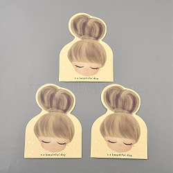 Hair Tie Display Cards, Cute Girl, Camel, 14x10.5x0.04cm(CDIS-TAC0003-07B)
