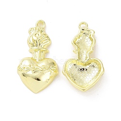 Rack Plating Alloy Pendants, Cadmium Free & Lead Free, Heart, Light Gold, 36x19x6mm, Hole: 2mm(PALLOY-D007-62LG)