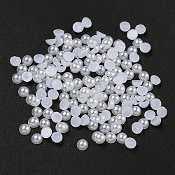 ABS Plastic Cabochons, Imitation Pearl, Half Round, White, 3x1.5mm, about 10000pcs/bag(OACR-S012-3mm-Z9)