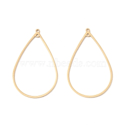Ion Plating(IP) 304 Stainless Steel Pendants, Teardrop, Real 24K Gold Plated, 40.5x25.5x1mm, Hole: 1.2mm(STAS-C048-14G)