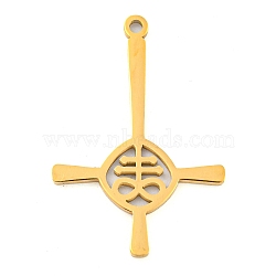 304 Stainless Steel Pendants, Laser Cut, Leviathan Cross Charm, Real 18K Gold Plated, 29x19.5x1.2mm, Hole: 1.2mm(STAS-Z076-09G)