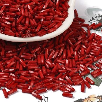 Baking Painted Glass Twist Bugle Beads, Round Hole, Red, 7x2mm, Hole: 0.8mm, about 13636pcs/pound