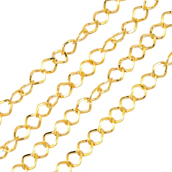 Iron Twisted Chains, Unwelded, with Spool, Rhombus, Golden, 16x12x2mm, about 328.08 Feet(100m)/roll