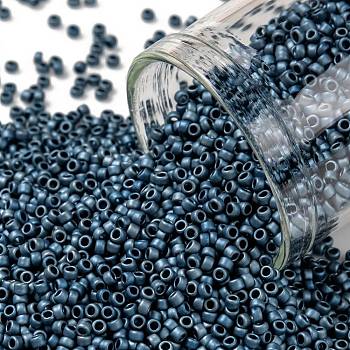 TOHO Round Seed Beads, Japanese Seed Beads, Matte, (511F) High Metallic Frost Mediterranean Blue, 15/0, 1.5mm, Hole: 0.7mm, about 3000pcs/bottle, 10g/bottle
