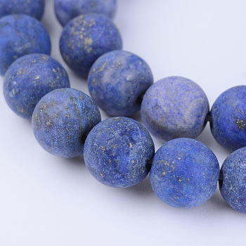 Natural Lapis Lazuli Beads Strands, Round, Frosted, Dyed, 8~8.5mm, Hole: 1mm, about 47pcs/strand, 15.5 inch