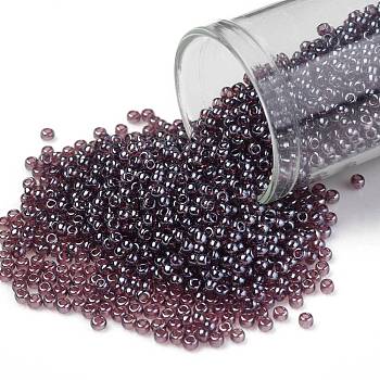 TOHO Round Seed Beads, Japanese Seed Beads, (110B) Transparent Luster Medium Amethyst, 11/0, 2.2mm, Hole: 0.8mm, about 5555pcs/50g