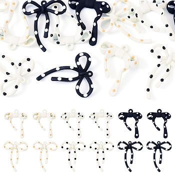 12Pcs 6 Styles Spray Painted Alloy Enamel Pendants, Bowknot with Polka Dot Pattern Charms, Mixed Color, 24.5~25.5x20~20.5x4~5mm, Hole: 1~1.6mm, 2pcs/style