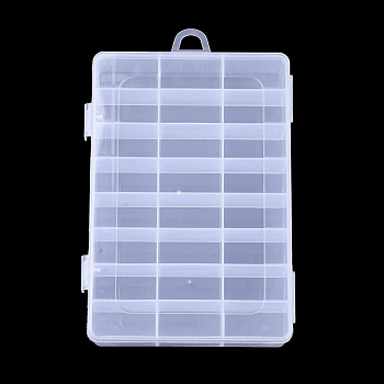 Plastic Bead Storage Containers, 24 Compartments, Rectangle, Clear, 19.5x13x3.6cm, Hole: 10x15.5mm, Compartment: 22x41mm