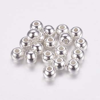 Tibetan Style Spacer Beads, Lead Free & Cadmium Free, Round, Silver Color Plated, about 5mm long, 5mm wide, 4mm thick, hole: 1.5mm