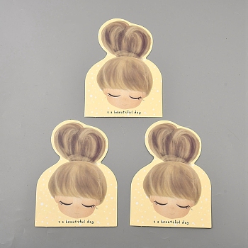 Hair Tie Display Cards, Cute Girl, Camel, 14x10.5x0.04cm
