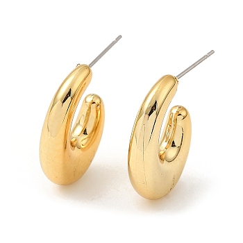 Teardrop Acrylic Stud Earrings, Half Hoop Earrings with 316 Surgical Stainless Steel Pins, Golden Plated, 23x5.5mm