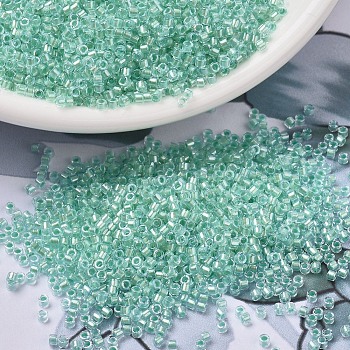 MIYUKI Delica Beads, Cylinder, Japanese Seed Beads, 11/0, (DB1707) Mint Pearl Lined Glacier Blue, 1.3x1.6mm, Hole: 0.8mm, about 20000pcs/bag, 100g/bag