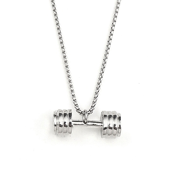 201 Stainless Steel Chain, with Zinc Alloy Pendant Necklaces, Dumbbell, Stainless Steel Color, 23.62 inch(60cm)