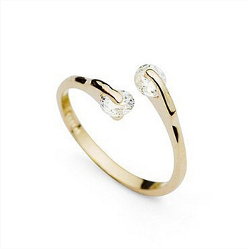 Real 18K Gold Plated Brass Cubic Zirconia Cuff Rings, Open Rings, Clear, US Size 6(16.5mm)