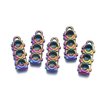 Rainbow Color Alloy Pendants Enamel Settings, Cadmium Free & Nickel Free & Lead Free, Traffic Light, 19.5x7x5mm, Hole: 1.8mm