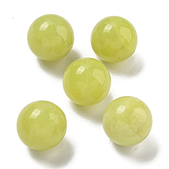 Natural Lemon Jade Round Ball Figurines Statues for Home Office Desktop Decoration, 20mm