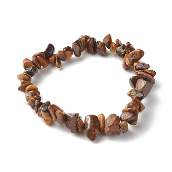 Natural Tiger Eye Chip Beads Stretch Bracelets for Children, Inner Diameter: 1-7/8 inch(4.8~5.1cm)