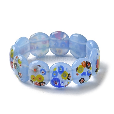 bracelets extensibles faits à la main en perles de verre millefiori pour hommes et femmes(BJEW-G738-01B-05)-4