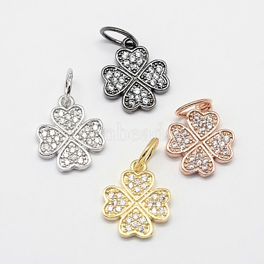 Mixed Color Clover Brass + Cubic Zirconia Charms