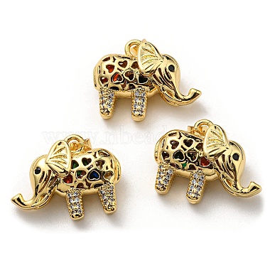 Real 18K Gold Plated Clear Elephant Brass+Cubic Zirconia Pendants