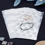 50Pcs Printed Plastic Cookie Bags, Adhesive Sealing Top Bags for Bake Packaging, Rectangle, White, Polka Dot, 20.5x13x0.015cm(ABAG-LP0001-35A)