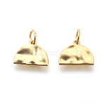 Brass Hammered Semi Circle Charms, Long-Lasting Plated, Matte Style, Lead Free & Cadmium Free & Nickel Free, Half Round, Real 18K Gold Plated, 9x11.5x1.7mm, Hole: 3.5mm(KK-I636-07MG-NR)