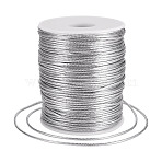 100M Round Cloth Cord, for Handmade Craft, Knitting, Gift Wrapping, Silver, 1.5mm, about 109.36 Yards(100m)/Roll(OCOR-TAC0024-015A)