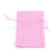 Polyester Imitation Burlap Packing Pouches Drawstring Bags, Pearl Pink, 12x9cm(X-ABAG-R005-9x12-19)