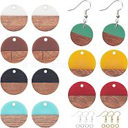 DIY Dangle Earring Making Kits, Including Resin & Walnut Wood Pendants, Brass Earring Hooks, Brass Jump Rings, Leaf, Mixed Color, Pendants: 38x20x3mm, Hole: 2mm, 5 colors, 2pcs/color, 10pcs/box(DIY-OC0005-25)