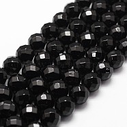 Natural Black Onyx Beads Strands, Grade A, Faceted, Round, 10mm, Hole: 1mm, about 37pcs/strand, 14.9 inch~15.1 inch(G-D840-23-10mm)