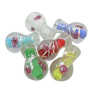 Handmade Silver Foil Glass Beads, Vase, Mixed Color, about 16mm wide, 25mm long, hole: 1.4~1.6mm(X-SLT006J)