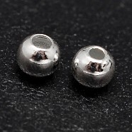 925 Sterling Silver Beads, Seamless Round Beads, Silver, 8mm, Hole: 1.6mm(X-STER-F012-01H)