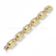 Handmade Opaque Acrylic Cable Chains, with CCB Plastic Quick Link Connectors, Yellow, 31.5x19.5x5.5mm, 24.5x15.5x6.5mm, 39.37 inces(1m)/strand(AJEW-JB00890-05)