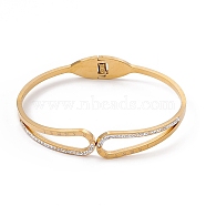 Vacuum Plating 201 Stainless Steel Bangles, with Polymer Clay Rhinestone, Roman Numeral Pattern for Woman, Golden, Inner Diameter: 2x2-1/2 inch(5.1x6.25cm)(BJEW-F439-04G)