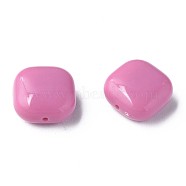 Opaque Acrylic Beads, Square, Flamingo, 15x15x7.5mm, Hole: 1.2mm, about 375pcs/500g(MACR-S373-147-A12)