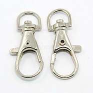 Alloy Swivel Lobster Claw Clasps, Swivel Snap Hook, Platinum, 35x13mm, Hole: 8.5mm(E168)