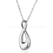 Non-Tarnish Stainless Steel Pendant Necklaces, Urn Ashes Necklaces, Infinity, Stainless Steel Color, 20.47 inch(52cm)(PW-WG23279-01)