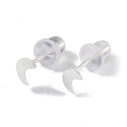 999 Fine Silver Stud Earrings for Women, with 999 Stamp, Moon, 5.5x3.5mm(EJEW-S215-30S-03)