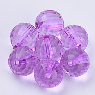 Transparent Acrylic Beads, Faceted, Round, Dark Violet, 8x8mm, Hole: 1.5mm, about 1770pcs/500g(TACR-Q254-8mm-V48)