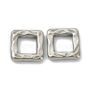 304 Stainless Steel linking Rings, Hammered, Square, Stainless Steel Color, 12.2x12.2x2.8mm, Inner Diameter: 7x7mm(STAS-E191-11P)