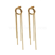 Titanium Steel Stud Earrings for Women, knot Chain Charm, Real 18K Gold Plated, 80~85x15~17mm(EJEW-C110-08G)