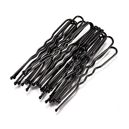 Hair Accessories Iron Hair Forks Findings, Hair Clips for Updo Hairstyles, Black, 50x8x1.2mm(OHAR-WH0017-02B)
