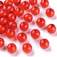 Transparent Acrylic Beads, Bead in Bead, Round, Red, 11.5x11mm, Hole: 2mm, about 520pcs/500g(TACR-S152-16A-712)