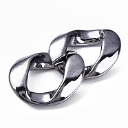 UV Plating Acrylic Linking Rings, Quick Link Connectors, for Curb Chains Jewelry Making, Twist Oval, Gunmetal, 48x42x14mm, Inner Diameter: 30x18mm(OACR-N009-010A-01B)