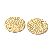 Brass Connector Charms, Double-Sided Textured Flat Round Links, Raw(Unplated), 16x0.7mm, Hole: 1.8mm(KK-WH0062-23C)