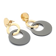 Ion Plating(IP) 304 Stainless Steel Dangle Stud Earrings, with Ear Nuts, Flat Round, Golden, 45mm, Pin: 0.8mm(EJEW-P190-08G)