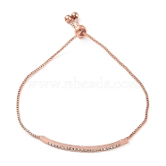 Alloy Crystal Rhinestone Box Chain Slider Bracelets, Adjustable Curved Rectangle Bracelets for Women, Rose Gold, Inner Diameter: 1/2~2-1/2 inch(1.4~6.5cm)(BJEW-F469-01RG)