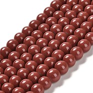 Painted Glass Bead Strands, Baking Paint, Round, Sienna, 8mm, Hole: 1.3~1.6mm, about 100pcs/strand, 31.4 inch(DGLA-S071-8mm-B42)